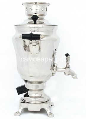 Электрический самовар из латуни никелированный на 1,5 литра форма "Тюльпан" с защитой от выкипания в Набережных Челнах - naberezhnye-chelny.mebel-74.com | фото