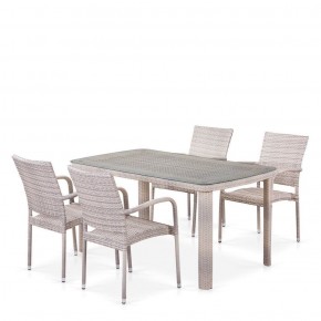 Комплект плетеной мебели T256C/Y376C-W85 Latte (4+1) + подушки на стульях в Набережных Челнах - naberezhnye-chelny.mebel-74.com | фото