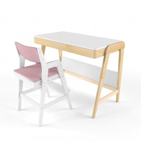 Комплект растущий стол и стул с чехлом 38 попугаев «Вуди» (Белый, Белый, Розовый) в Набережных Челнах - naberezhnye-chelny.mebel-74.com | фото