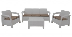 Комплект уличной мебели Yalta Premium Terrace Triple Set (Ялта) белый (+подушки под спину) в Набережных Челнах - naberezhnye-chelny.mebel-74.com | фото