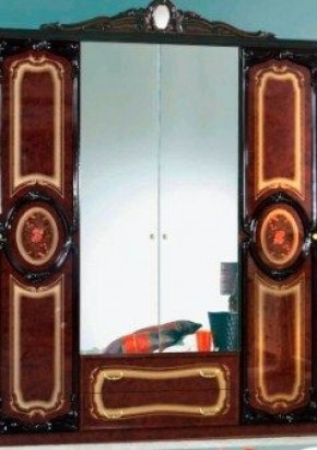 Шкаф 4-х дверный с зеркалами (01.144) Роза (могано) в Набережных Челнах - naberezhnye-chelny.mebel-74.com | фото